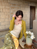 2025 Thirteen Lines popular Summer New Fungus Edge Solid Color Knitted Cardigan Versatile Sunscreen Blouse 23183