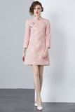 New Chinese style disc-buckled long-sleeved dress 2025 spring and autumn new temperament jacquard improved cheongsam skirt