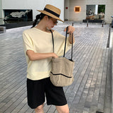 2025 spring loose meat cover short-sleeved crew neck knitted sweater women's top oversize sunscreen blouse 25161