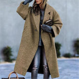 HULIANFU popular spring new 2025 New women's clothing  casual long solid color warm woolen coat coat