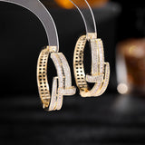 2025 Exaggerated atmosphere Korean fashion new earrings trendy light luxury high-end sense personalized design ring ring buckle earrings