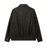 123 n retro popular autumn and winter street men's old jacket design men's and women's lapel leather jacket