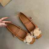 2025  New Chinese flower gentle wind shallow mouth single shoes women's head  one-word buckle flat Mary Jane shoes