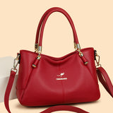 2025 Handbag popular new women's soft leather bag shoulder tote bag simple retro solid color large capacity mother bag