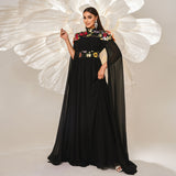 2025 high-end temperament turtleneck long banquet embroidered evening dress bridesmaid dress waist pendulum dress women