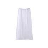 2025 [Guangzhou six meters] Tencel linen split elastic waist skirt 2025 summer Korean version simple A-shaped skirt T5015