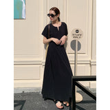 2025 THE MIND Design Temperament Dress 2025 Summer New Korean Version Simple High Waist Skinny Long Dress T293