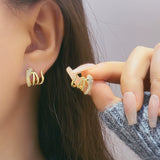 New popular trendy natal year spirit snake stud earrings female niche unique temperament zircon snake earrings silver needle ear jewelry