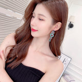 2025 retro new geometric colored treasure fashion earrings  court style exaggerated atmosphere long heavy industry earrings