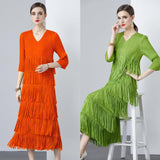 Miyake Temperament Celebrity Muse Fan Premium Sense Pleated Dress Long Large Size popular Spring/Summer Bottom Dress Autumn Dress