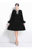 heavy industry handmade beaded luxury rhinestone dress two-color ostrich hair versatile dress with belt