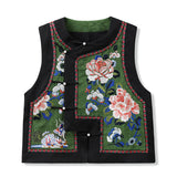 new Chinese style printed embroidered vest women's light luxury round neck high-end temperament vest M7087