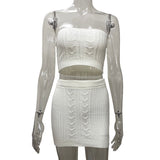 2025 HULIANFU  style popular spring new fashion women's clothing chest wrap sleeveless small tube top Spice girl solid color hip wrap skirt suit
