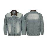 A605 n popular autumn and winter street men's retro washed and old multi-pocket lapel denim jacket