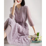 2025 Temperament super fairy silk dress heavy mulberry silk fairy dress high-end  women's clothing new long skirt summer