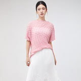 2025 Pleated clothes top women's summer new small high-end sense diamond-encrusted bat sleeve pullover short-sleeved T-shirt