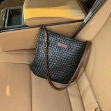 HULIANFU 2025 Women's bag new New style solid color PU woven pattern embossed casual shoulder bag fashionable  women's messenger bag