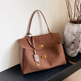 2025 Bag popular new fashionable large-capacity commuter tote bag soft leather texture handbag matte splicing shoulder bag