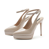 2025 1233-2 Sexy one-word bag head rear empty high-heeled sandals women's summer new pointed thin heel waterproof table high heels