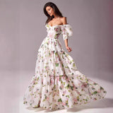 HULIANFU 2025 New new off-the-shoulder 2025 women's clothing fashion organza fairy long temperament evening dress dress