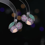 2025 style exaggerated atmosphere heavy industry earrings wholesale copper inlaid zircon earrings light luxury high-end fruit lychee earrings