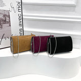 HULIANFU 2025 Bag women's new New style high-end bead chain messenger bag retro matte leather velvet small bag shoulder bag