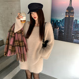 2025 popular autumn and winter new imitation mink knitted sweater + hip wrap and thin skirt two-piece set 25178