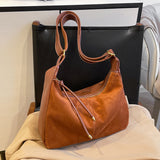 HULIANFU 2025 Large capacity women's bag popular new Maillard style matte retro high-end college student class shoulder messenger bag