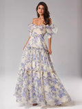 HULIANFU 2025 New new off-the-shoulder 2025 women's clothing fashion organza fairy long temperament evening dress dress
