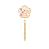 2025 New natural mother shell, national style retro cheongsam, corsage cardigan pin, magpie flower happy on the branches, fringed brooch