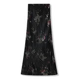 new Chinese style flower printing simple acetic acid skirt light luxury niche temperament long skirt M4234B