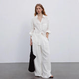 Early spring wear suit V-neck shirt loose and simple sunscreen long-sleeved shirt, drawstring casual trousers C0302