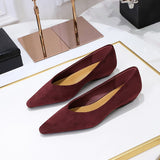 2025 3683-15  style versatile daily simple and comfortable suede pointed head shallow mouth low heel wedge single shoes women's single shoes