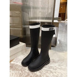 2025  Coarse heel boots popular new autumn and winter velvet versatile thick-soled round women's boots
