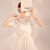 High-end personality temperament celebrity design shirt heavy industry diamond-encrusted short-sleeved T-shirt national style new top N3075