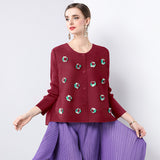 Miyake Hot Trade Loose and Versatile Three-dimensional Decorative Design Sense Folded Small Jacket Casual Long Sleeve Top Women