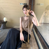 2025 popular autumn new temperament versatile neck bottoming shirt sleeveless knitted sweater women's top 25081
