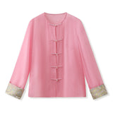 new new Chinese high-end embroidered mulberry silk shirt buckle retro thin fashion top women's M6029