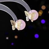 2025 Design sense sweet and fresh temperament earrings spring and summer new niche design high sense front and rear two butterfly stud earrings