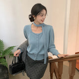 2025 Thirteen Lines popular Winter New V-Neck Wool Elegant Neck Knitted Sweater Versatile Sweater Women 25203