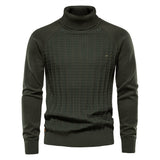 HULIANFU 2025 Popular trade autumn and winter new men's clothing turtleneck pullover solid color men's knitted sweater business casual sweater men's