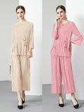 Hot Trade Sanzhai Design Sense Two-piece Suit Women's 2025 Spring and Summer New Age Reduction Loose Folds Mom Suit