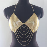 2025 MW2736  vest rhinestone inlaid diamond cloth multi-layer wave fringed chain neck small vest top and clothing