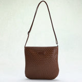 HULIANFU 2025 Women's bag new New style solid color PU woven pattern embossed casual shoulder bag fashionable  women's messenger bag