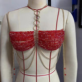 2025 Q5001Y Multi-layer chest chain жемчужная телоцепь pearl body chain