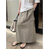 2025 THE MIND drawstring elastic waist tooling wind skirt 2025 spring and summer Korean version casual versatile A-shaped skirt T260