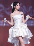 2025 light wedding evening dress  new high-end one-word shoulder tube top satin small man certificate registration model