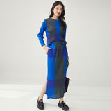 2025 2025 women's clothing spring suit temperament casual versatile plaid long-sleeved top split skirt  two-piece set