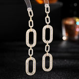 2025 long high-end atmospheric earrings women's s925 silver needle micro-inlaid zircon interlocking fashion high-end earrings