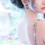 2025 S925 silver needle simple temperament tassel Korean sweet small ball rhinestone stud earrings hanging bow earrings women